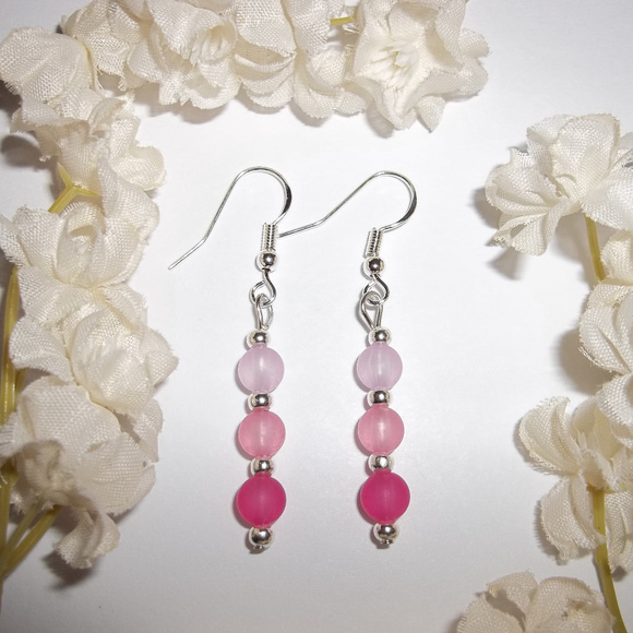 Pink Dangle Earring Set Woman Jewelry Drop 4069 - Picture 5 of 5